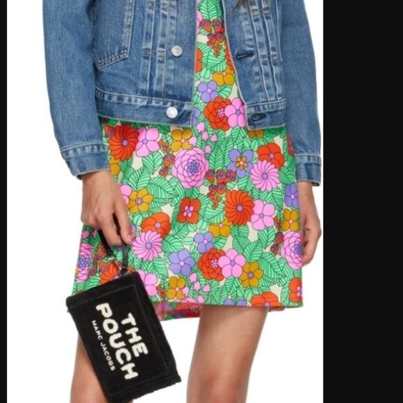 Marc Jacobs Handbags - Marc Jacobs Fluffy The Pouch Wristlet Black White Terry